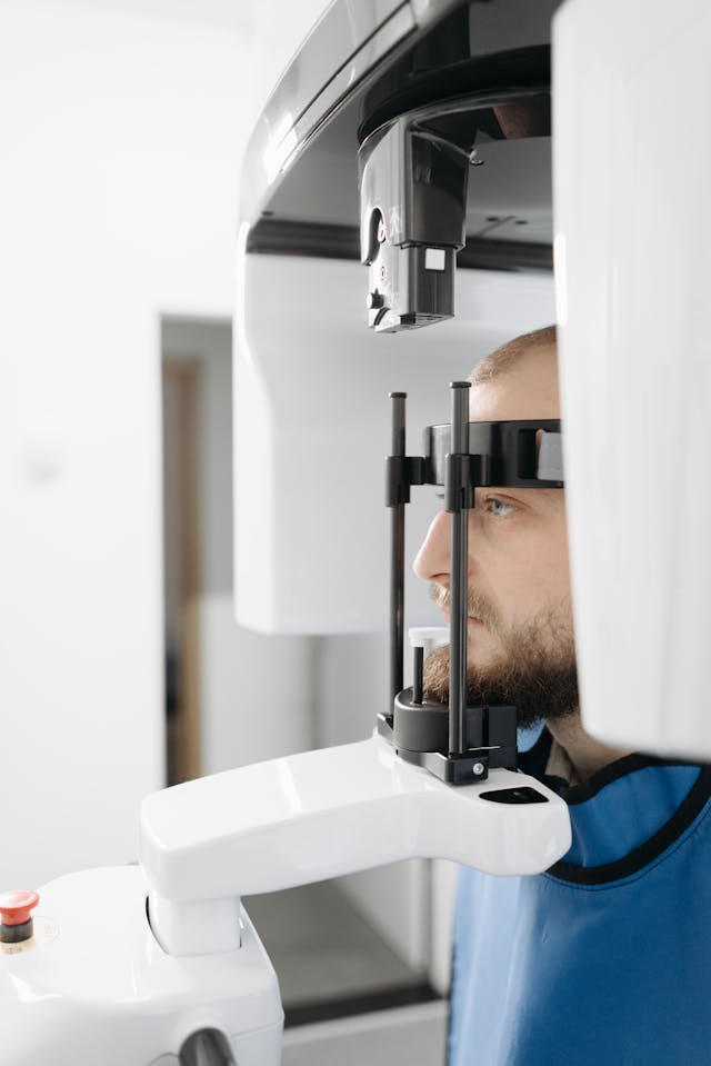 A Man with His Head on a Panoramic Radiograph A Man with His Head on a Panoramic Radiograph